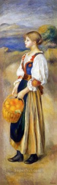 ピエール=オーギュスト・ルノワール Painting - オレンジのバスケットを持つ少女 ピエール・オーギュスト・ルノワール